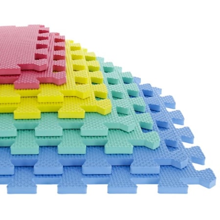 Fleming Supply Foam Floor Mat Tiles, 8 Interlocking 12.5 inch x 12.5 inch Pieces for Classrooms 768940CIW